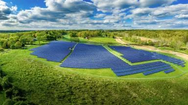 A large solar panel array on a farm in Maryland.