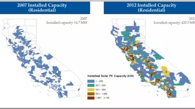 CSI map of residential installations 2007-2012