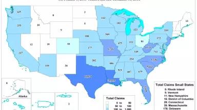 National Flood Insurance Program Total Number of Claims, October 1, 2015 through September 30, 2016. Source report: W2RC1040.