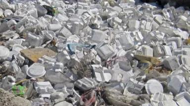 Polystyrene foam food and beverage containers contribute disproportionately to street litter and waterway pollution. These containers cannot be cost effectively recycled.