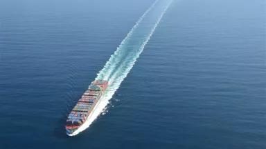 Container ship transiting through the Santa Barbara Channel