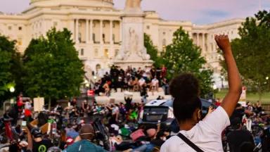 A crowd protests near the U.S Capitol