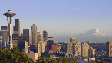 View of Seattle with building in construction