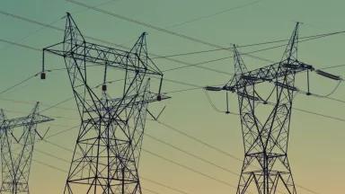 Powerlines with background of a sunset