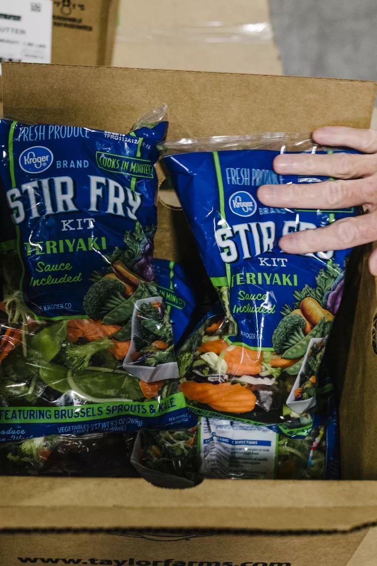 Packages of vegetables labeled "Stir Fry"